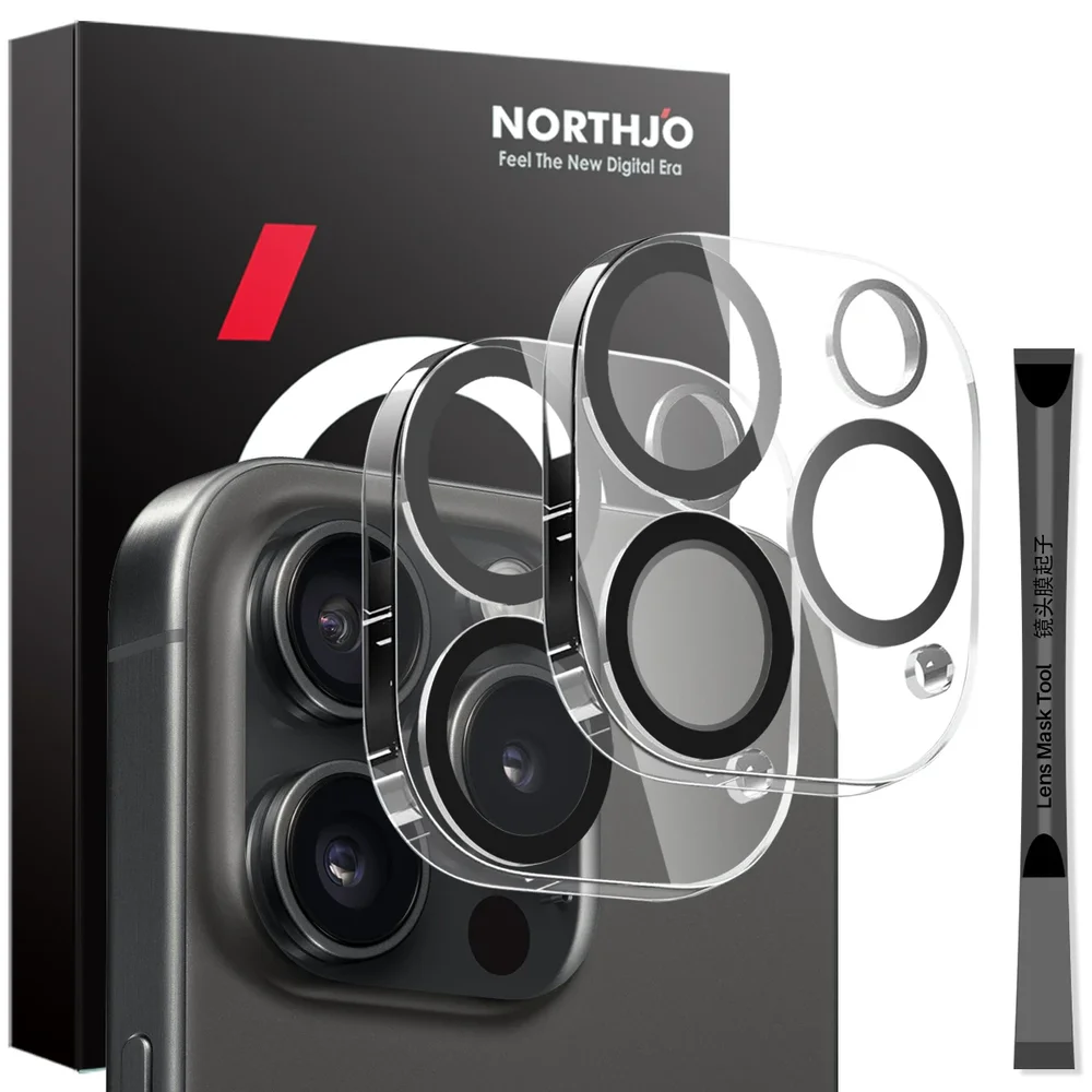 NORTHJO iPhone 16 Pro Max 2-pakning kameralinsebeskytter i herdet glass