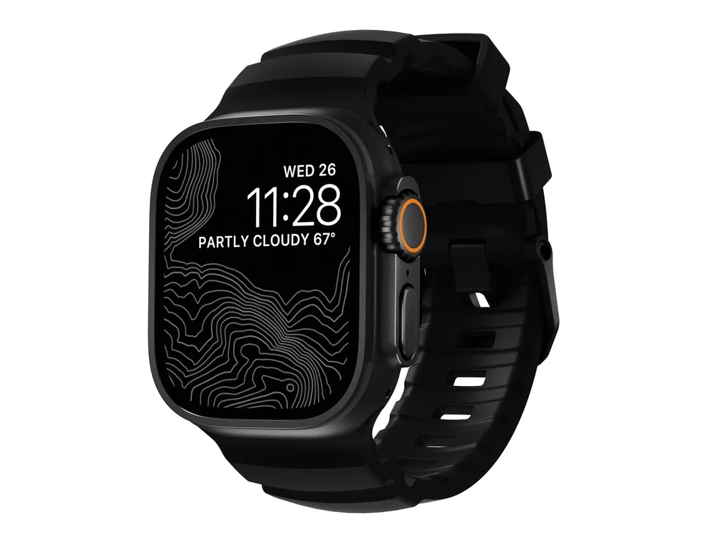 Nomad Apple Watch SE 44mm Reim Rocky Point (Black Hardware) Carbon Black