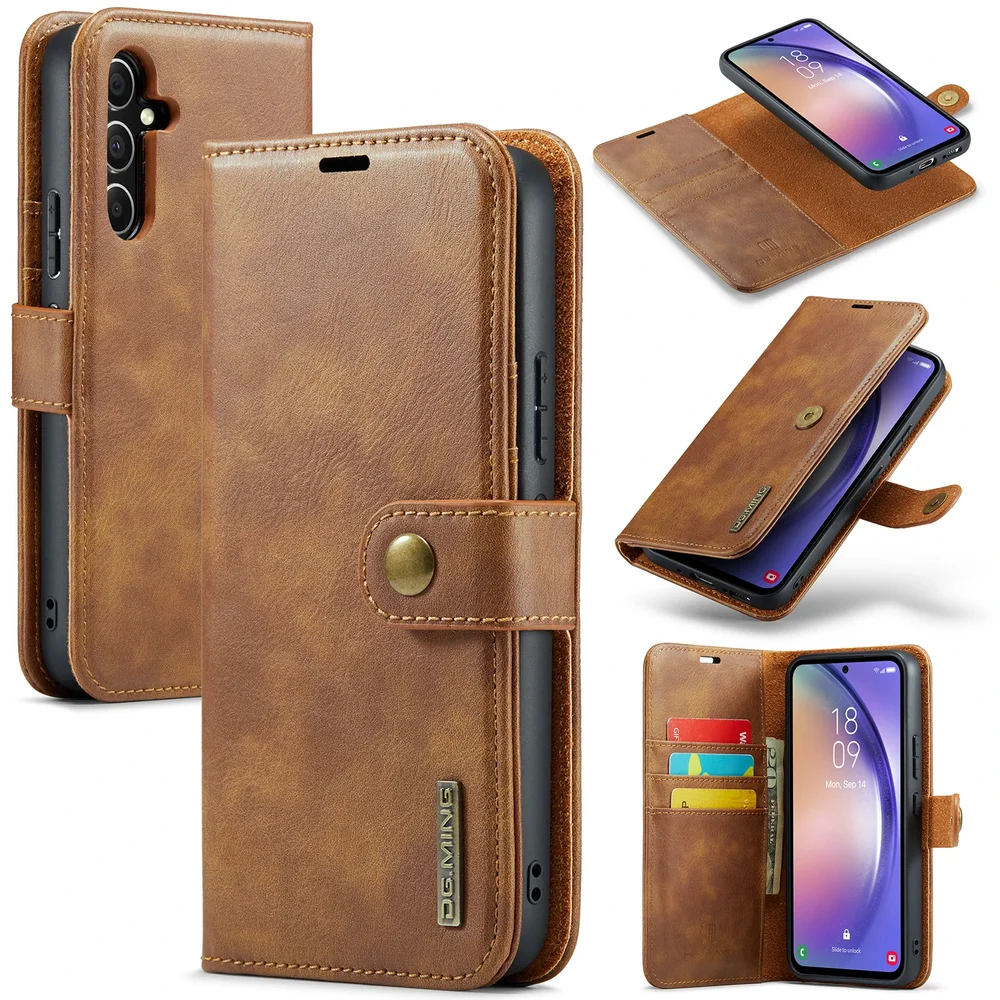 DG.MING Samsung Galaxy A54 Lommeboketui med avtakbart deksel, Cognac DG.MING Samsung Galaxy A54 Lommeboketui med avtakbart deksel, Cognac