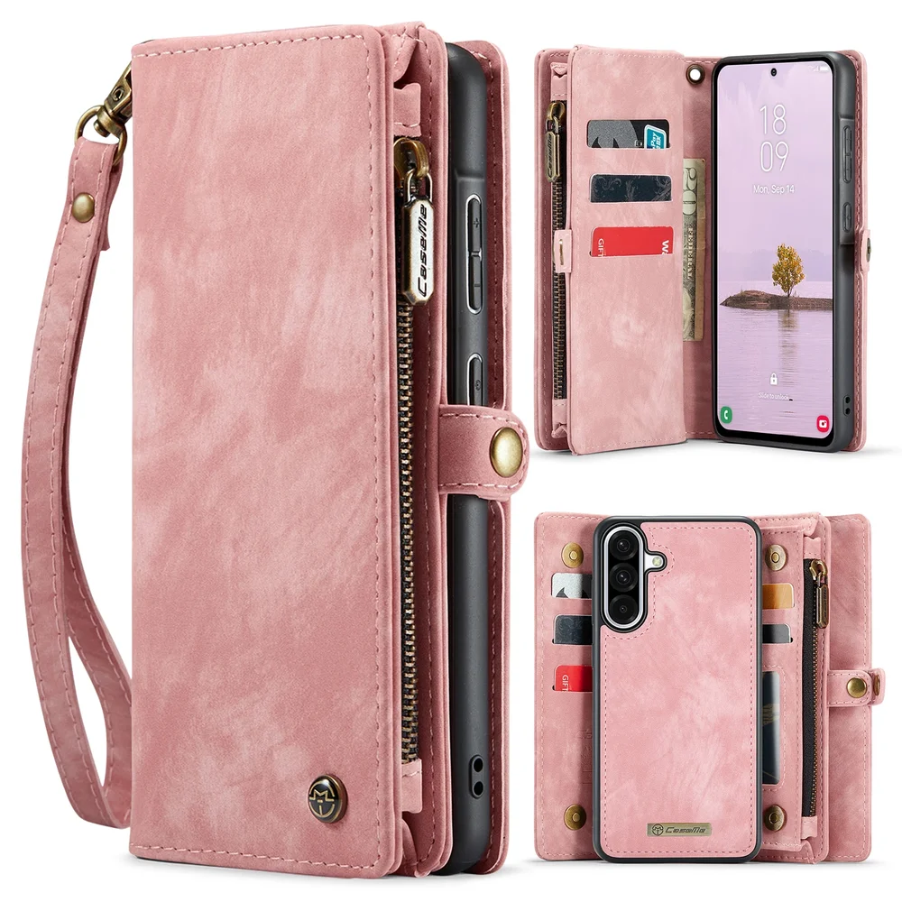 CaseMe Samsung Galaxy A18 Romslig lommeboketui med mange kortlommer, Rosa CaseMe Samsung Galaxy A18 Romslig lommeboketui med mange kortlommer, Rosa