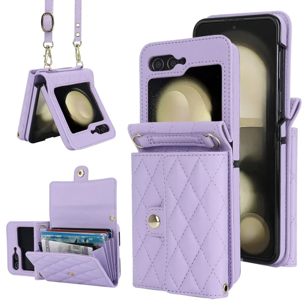 Samsung Galaxy Z Flip 7 FE Quilted lommebokdeksel med RFID-beskyttelse Lilla Samsung Galaxy Z Flip 7 FE Quilted lommebokdeksel med RFID-beskyttelse Lilla