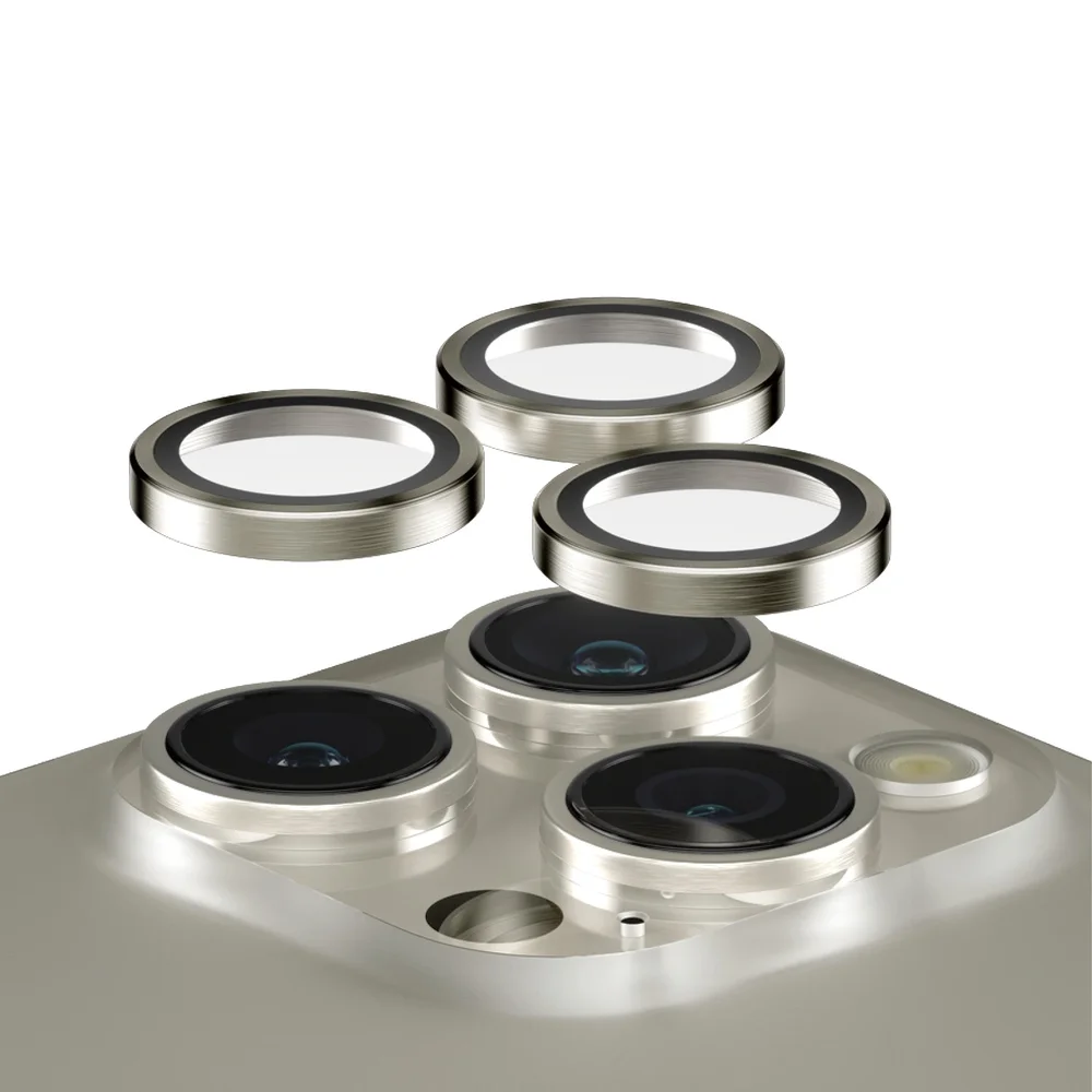 PanzerGlass iPhone 15 Pro Hoops linsebeskyttelse med aluminiumsramme, Natural Metal PanzerGlass iPhone 15 Pro Hoops linsebeskyttelse med aluminiumsramme, Natural Metal