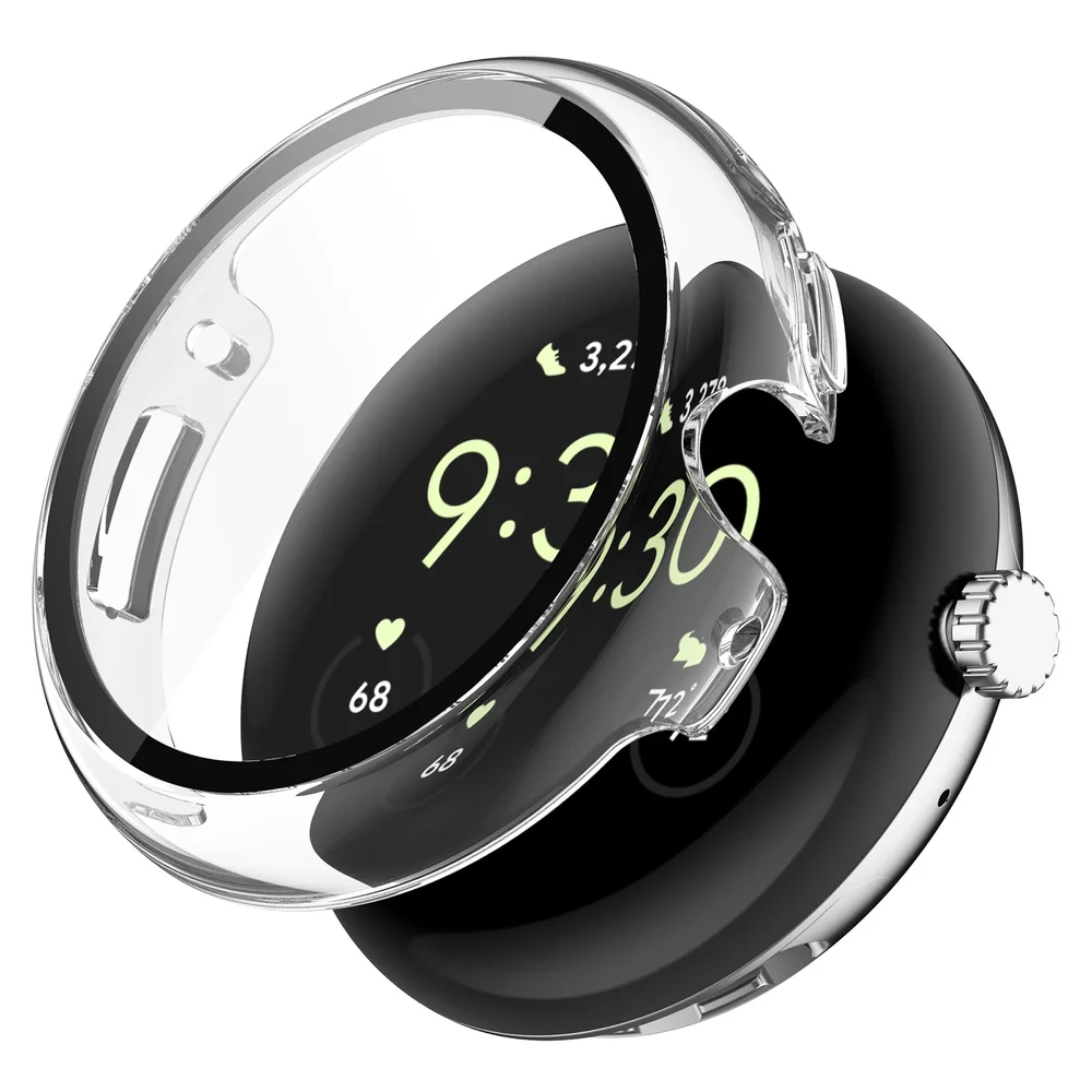 Google Pixel Watch 5 45mm Heldekkende deksel med skjermbeskytter, Gjennomsiktig Google Pixel Watch 5 45mm Heldekkende deksel med skjermbeskytter, Gjennomsiktig