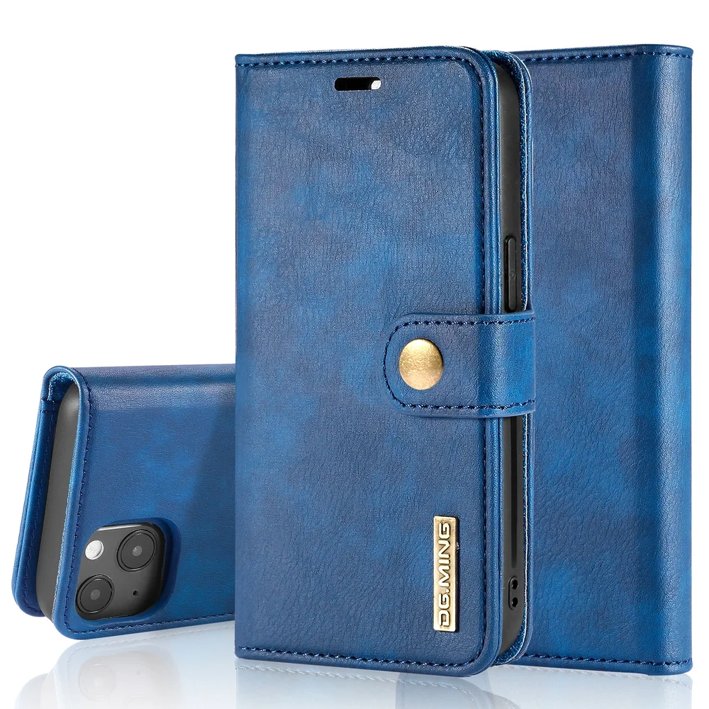 DG.MING iPhone 14 Lommeboketui med avtakbart deksel, Blue DG.MING iPhone 14 Lommeboketui med avtakbart deksel, Blue