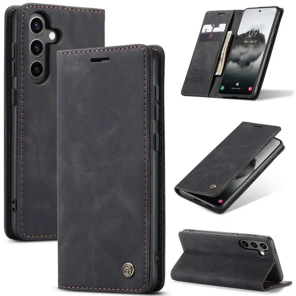CaseMe Samsung Galaxy S25 Plus Slankt lommeboketui, Svart
