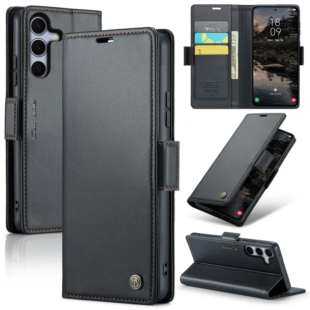 CaseMe Samsung Galaxy S25 Plus Slankt RFID-lommeboketui, Svart