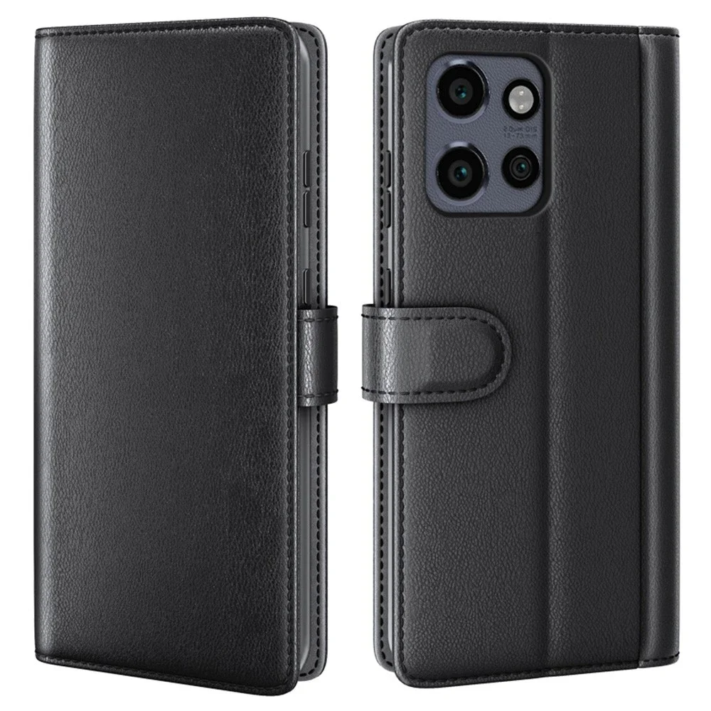 Motorola Edge 50 Neo Lommeboketui i ekte skinn, Svart Motorola Edge 50 Neo Lommeboketui i ekte skinn, Svart