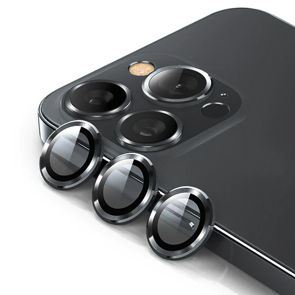 Hat Prince iPhone 16 Pro Linsebeskytter i glass og aluminium, Svart