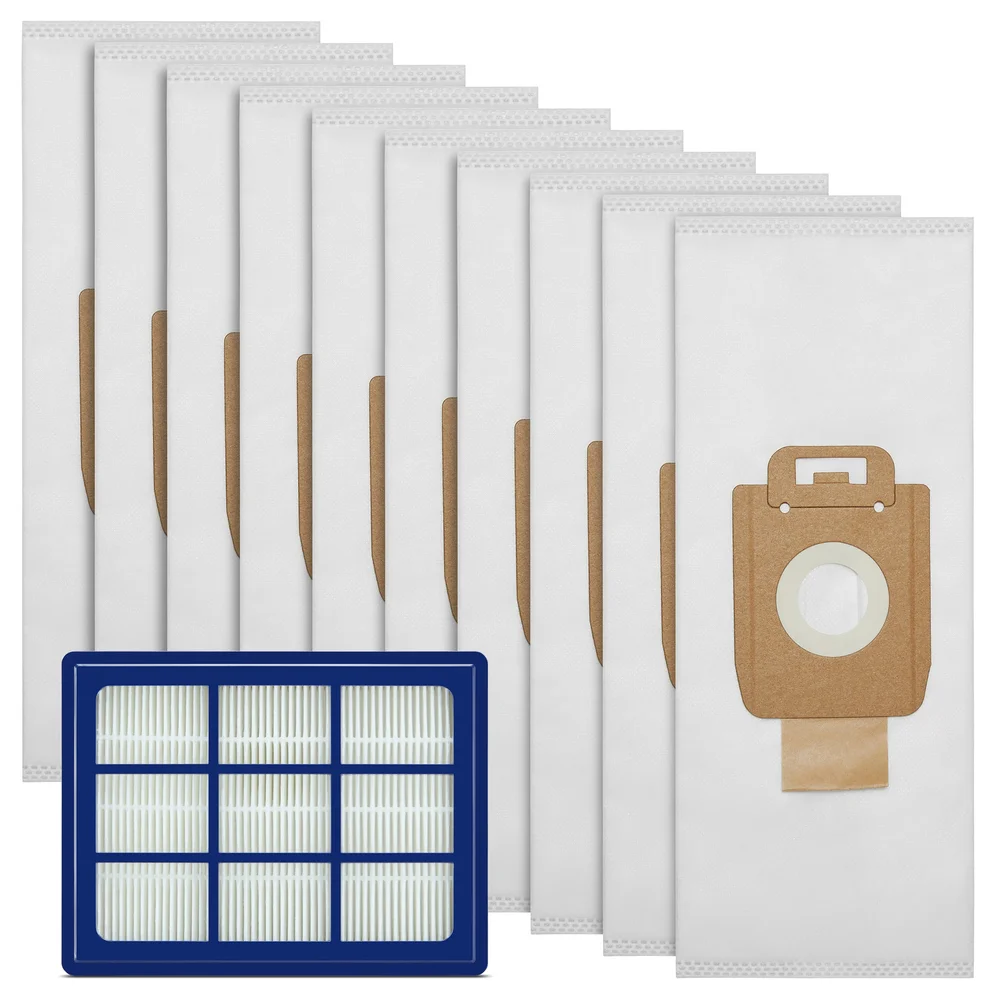 Rengjøringspakke: Støvsugerposer 10 stk + HEPA-filter – passer til Nilfisk Power