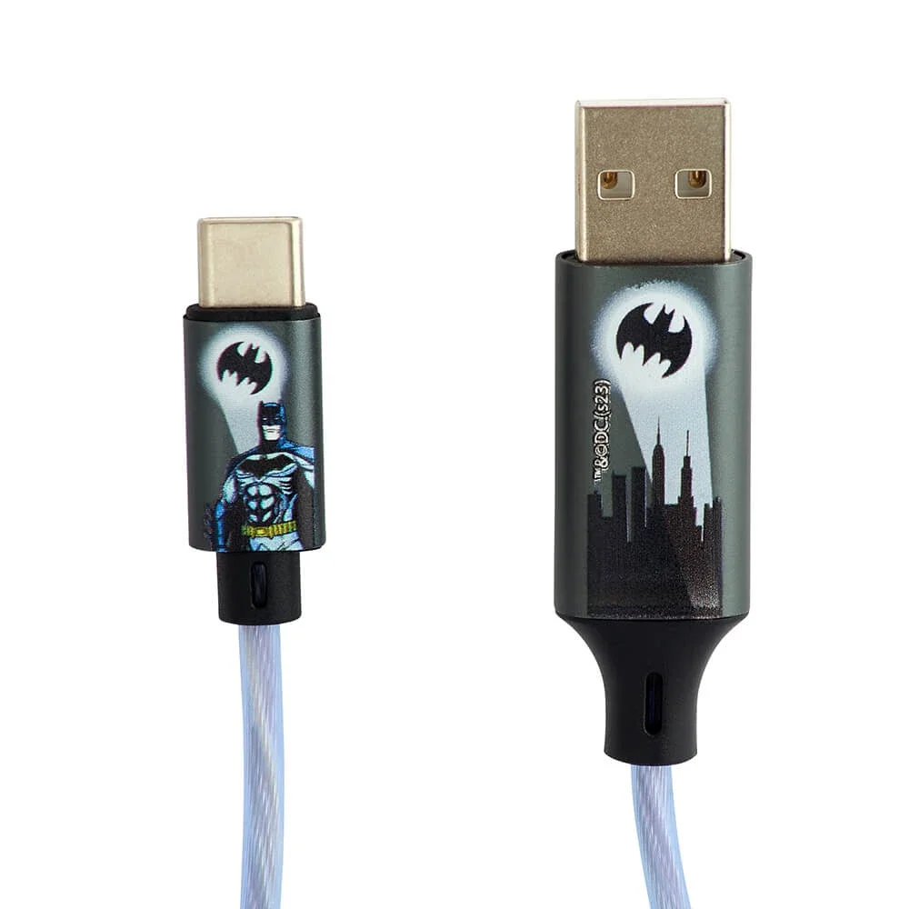 Light Up Kabel USB-A til USB-C 1.2m, Batman Light Up Kabel USB-A til USB-C 1.2m, Batman
