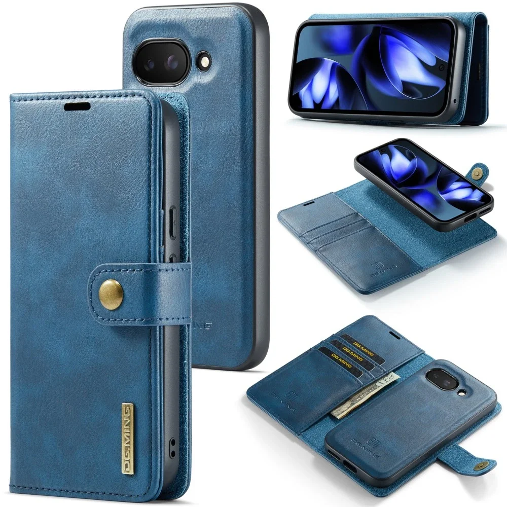 DG.MING Google Pixel 9a Lommeboketui med avtakbart deksel, Blue DG.MING Google Pixel 9a Lommeboketui med avtakbart deksel, Blue