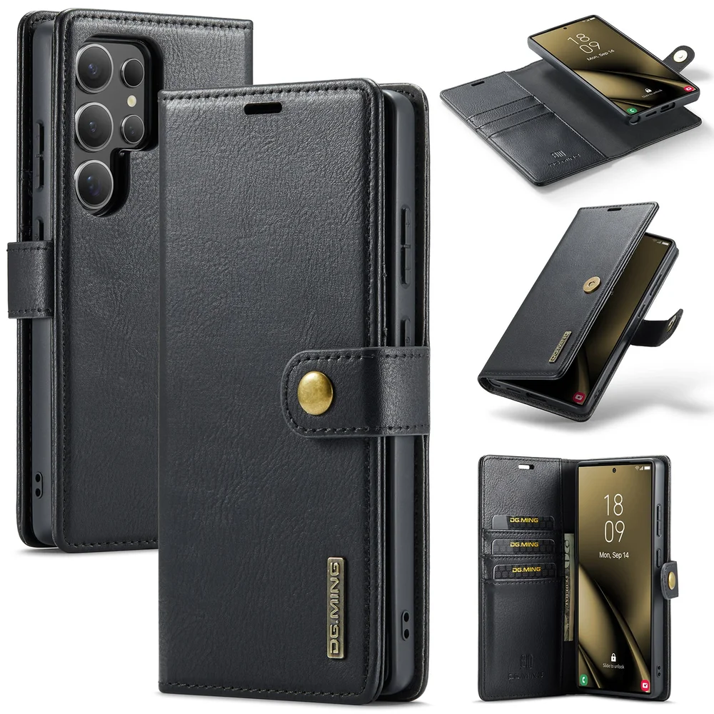 DG.MING Samsung Galaxy S25 Ultra Lommeboketui med avtakbart deksel, Black