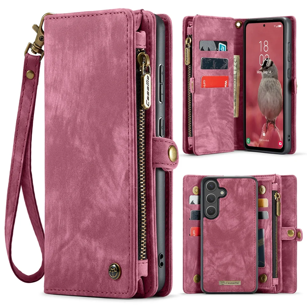 CaseMe Samsung Galaxy S26 Plus Romslig lommeboketui med mange kortlommer, Rød CaseMe Samsung Galaxy S26 Plus Romslig lommeboketui med mange kortlommer, Rød