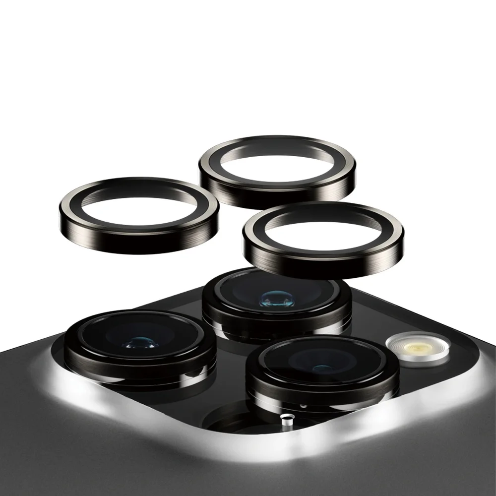 PanzerGlass iPhone 15 Pro Max Hoops linsebeskyttelse med aluminiumsramme, Svart