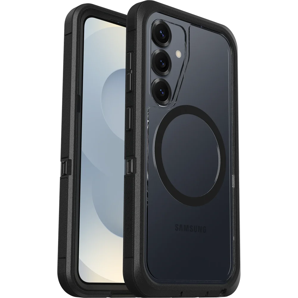 Otterbox Samsung Galaxy S25 Defender XT Riktig støtsikkert MagSafe-deksel, Svart/gjennomsiktig