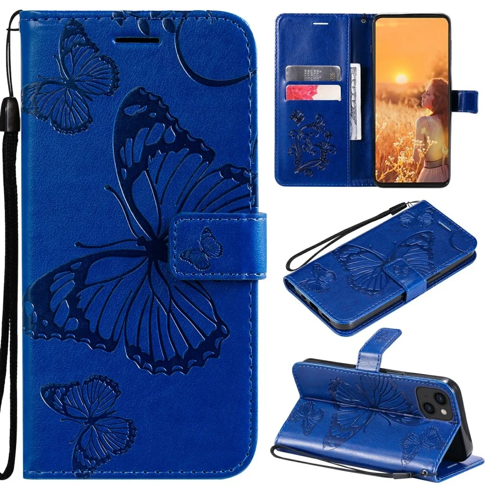 iPhone 13 Mobiletui med sommerfugler, Blå