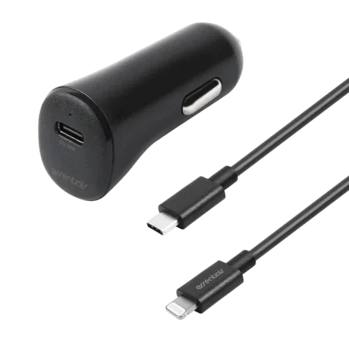 Essentials Billader USB-C med 1m Lightning-kabel 20W, Svart