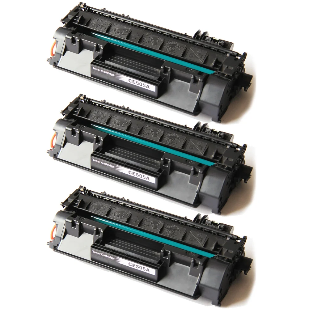 3-pack Toner HP LaserJet P2035 - erstatter HP 05A / CE505A, Svart, 2300 sider