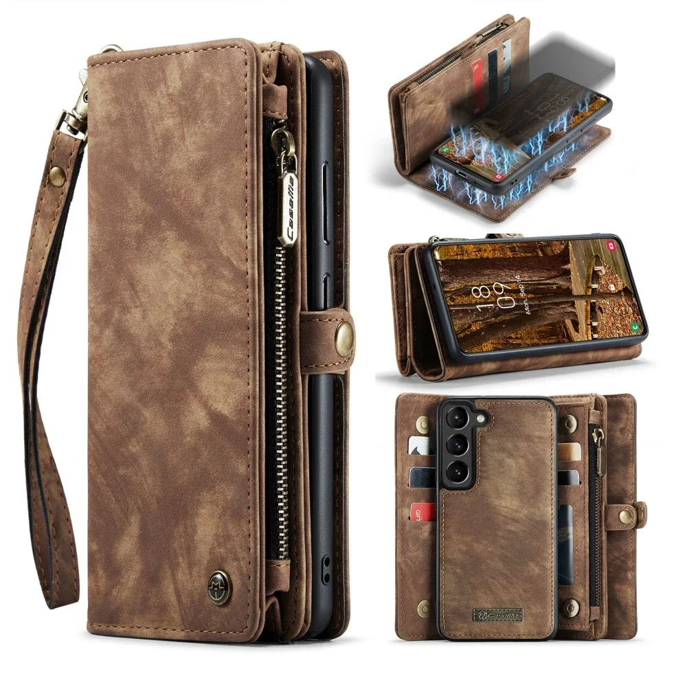 CaseMe Samsung Galaxy S23 Romslig lommeboketui med mange kortlommer, Brun CaseMe Samsung Galaxy S23 Romslig lommeboketui med mange kortlommer, Brun