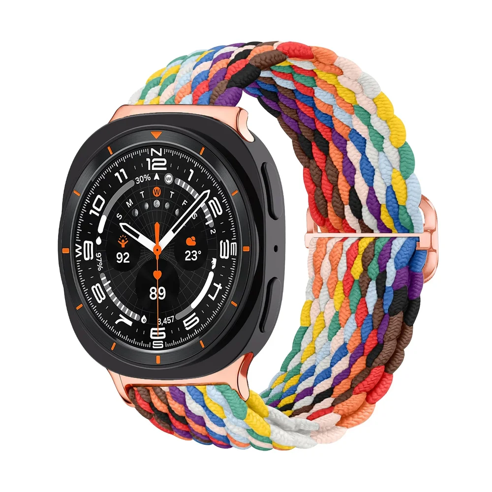 Samsung Galaxy Watch 8 Classic Flettet stretchrem, Regnbue
