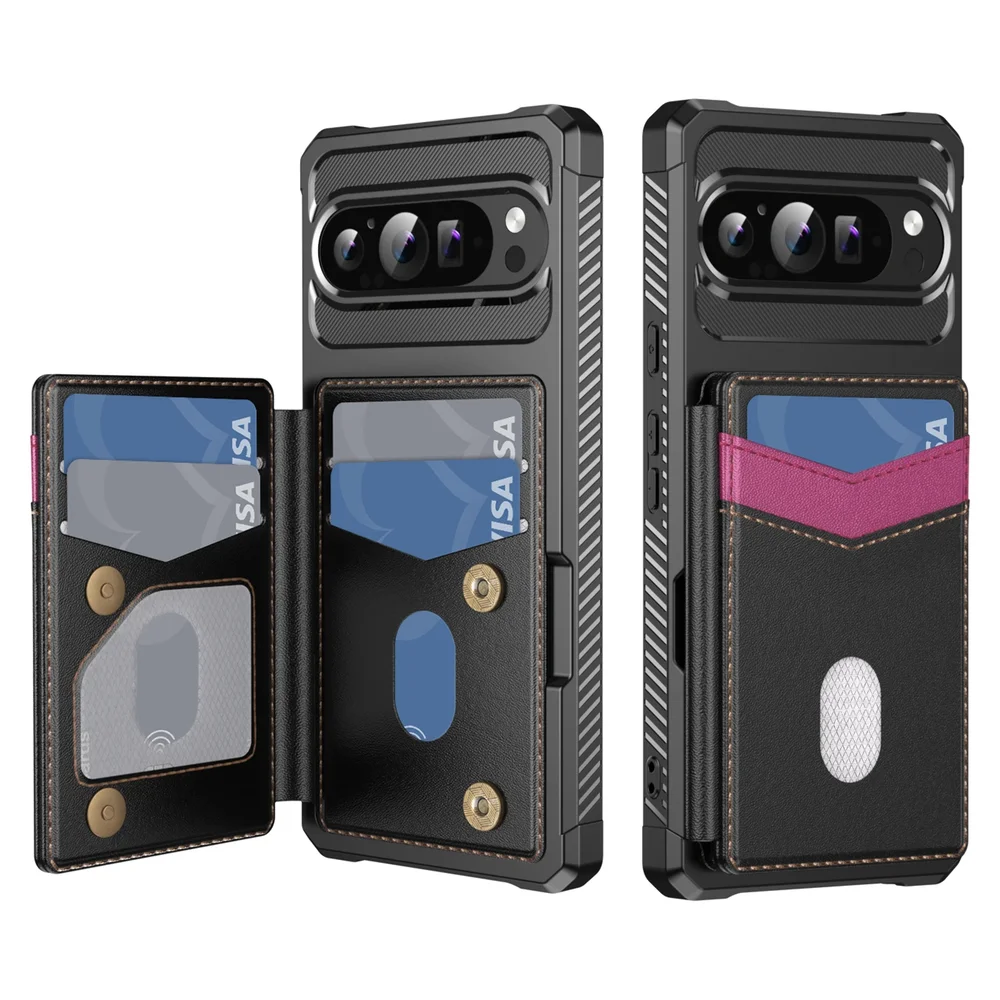 Google Pixel 11 Pro Mobildeksel med RFID-Lommebok, Svart