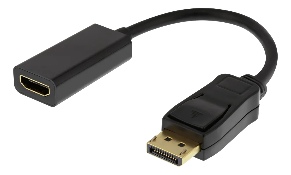 Deltaco DisplayPort hann til HDMI hunn-adapter 4K, svart
