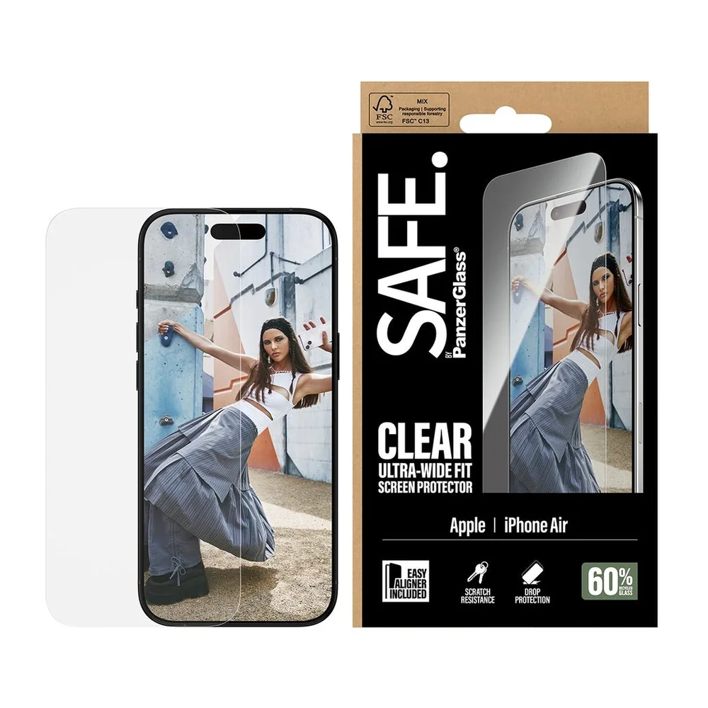 SAFE. by PanzerGlass iPhone Air Skjermbeskytter i glass med installasjonsramme - Ultra Wide Fit