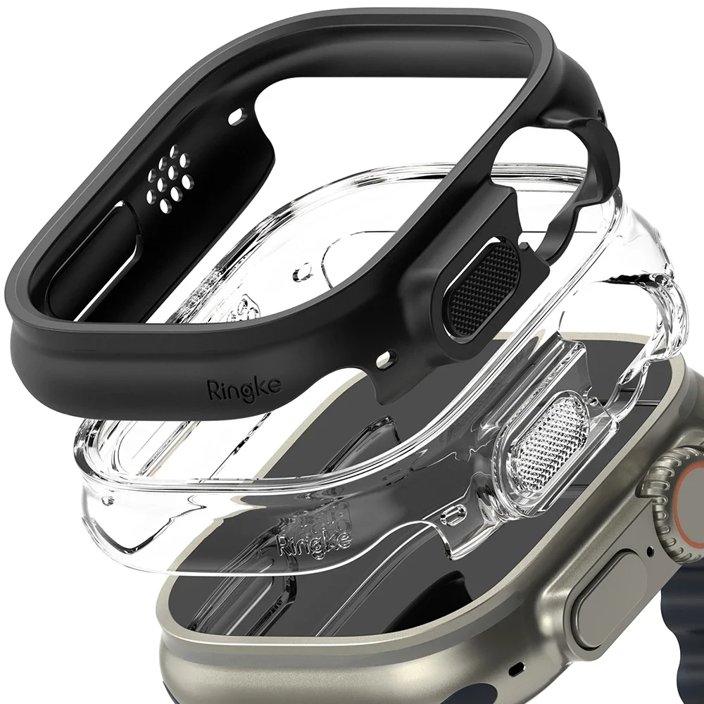 Ringke Apple Watch Ultra 49mm 2nd Gen Tynt deksel (2-pack), Matte Black & Clear