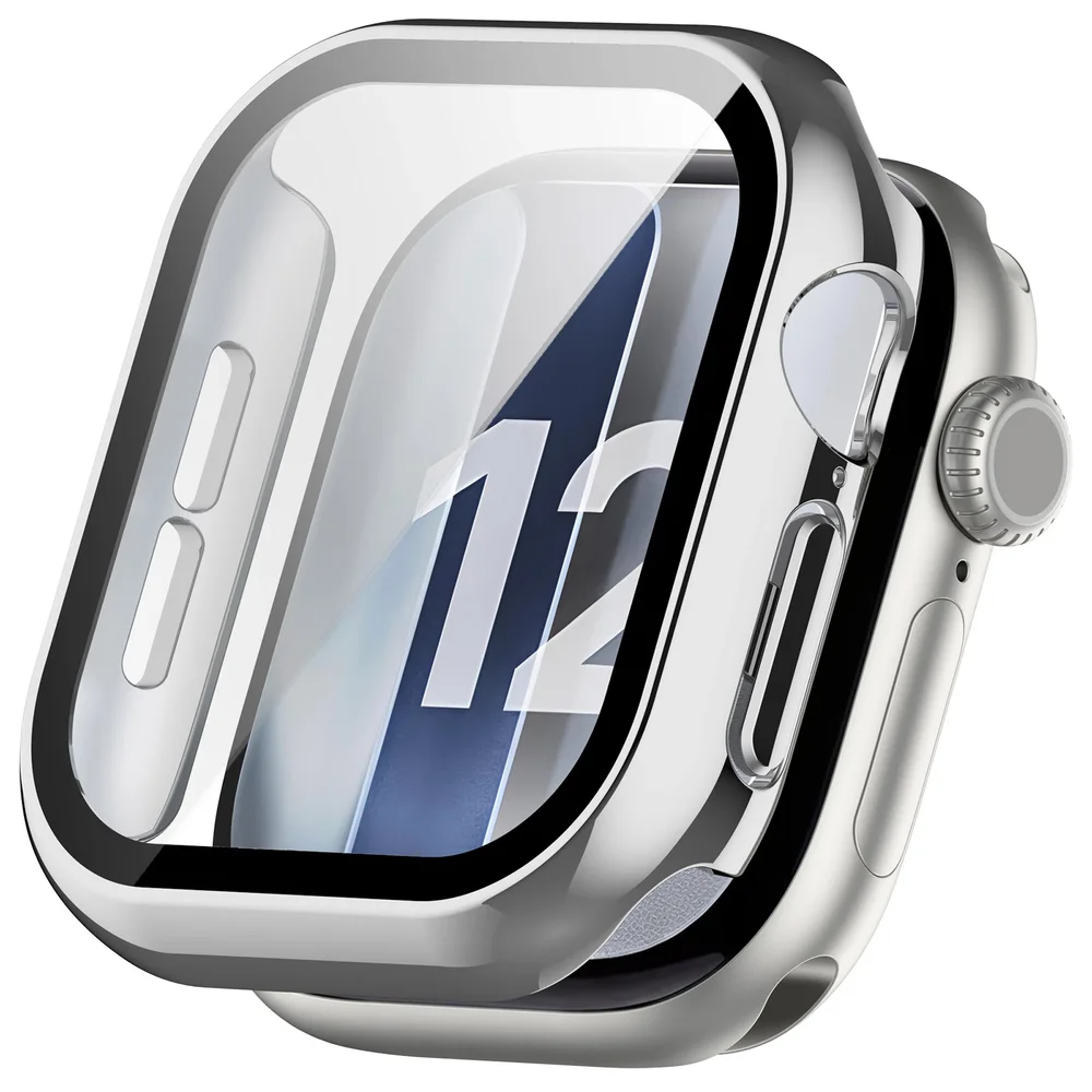 Apple Watch Series 12 46mm Heldekkende deksel med skjermbeskytter, Sølv