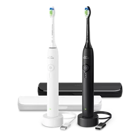 Philips Sonicare 3100 Series Elektrisk Tannbørste 2-pack HX4072/73, Svart/hvit Philips Sonicare 3100 Series Elektrisk Tannbørste 2-pack HX4072/73, Svart/hvit