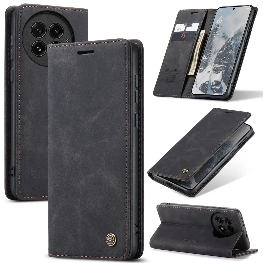 CaseMe OnePlus 13 Slankt lommeboketui, Svart CaseMe OnePlus 13 Slankt lommeboketui, Svart
