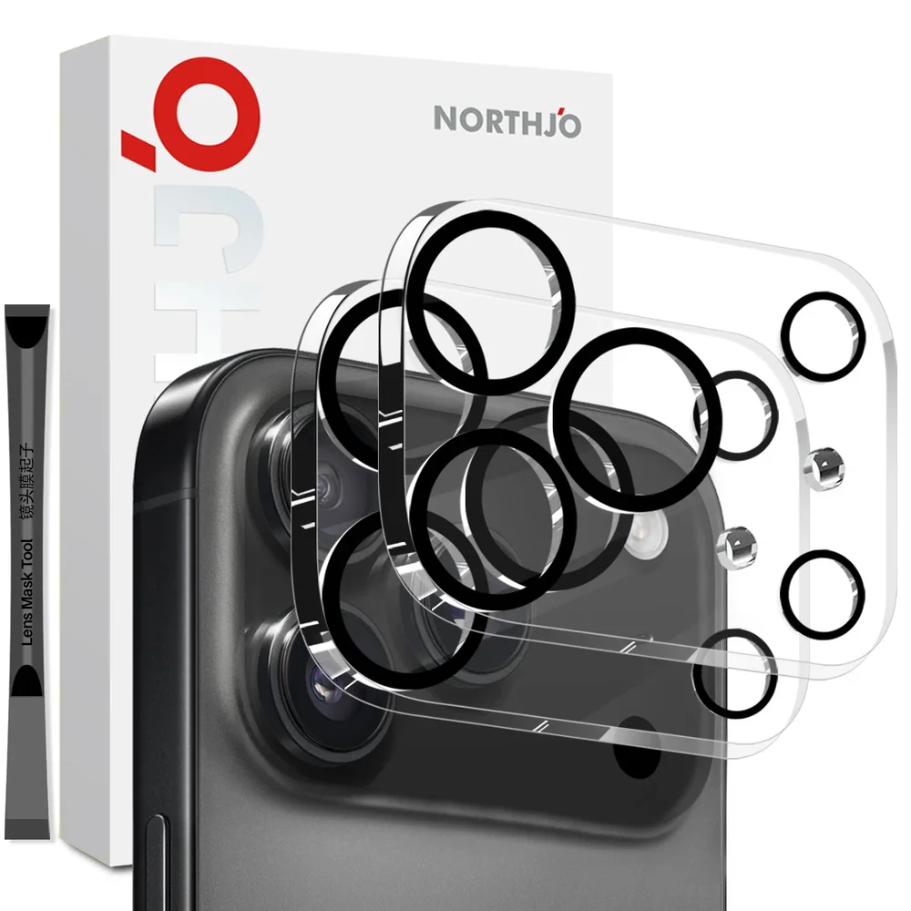 NORTHJO iPhone 17 Pro Max 2-pakning kameralinsebeskytter i herdet glass