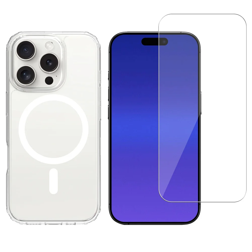 Mobique iPhone 16 Pro MagSafe hybrid-deksel + Skjermbeskytter herdet glass