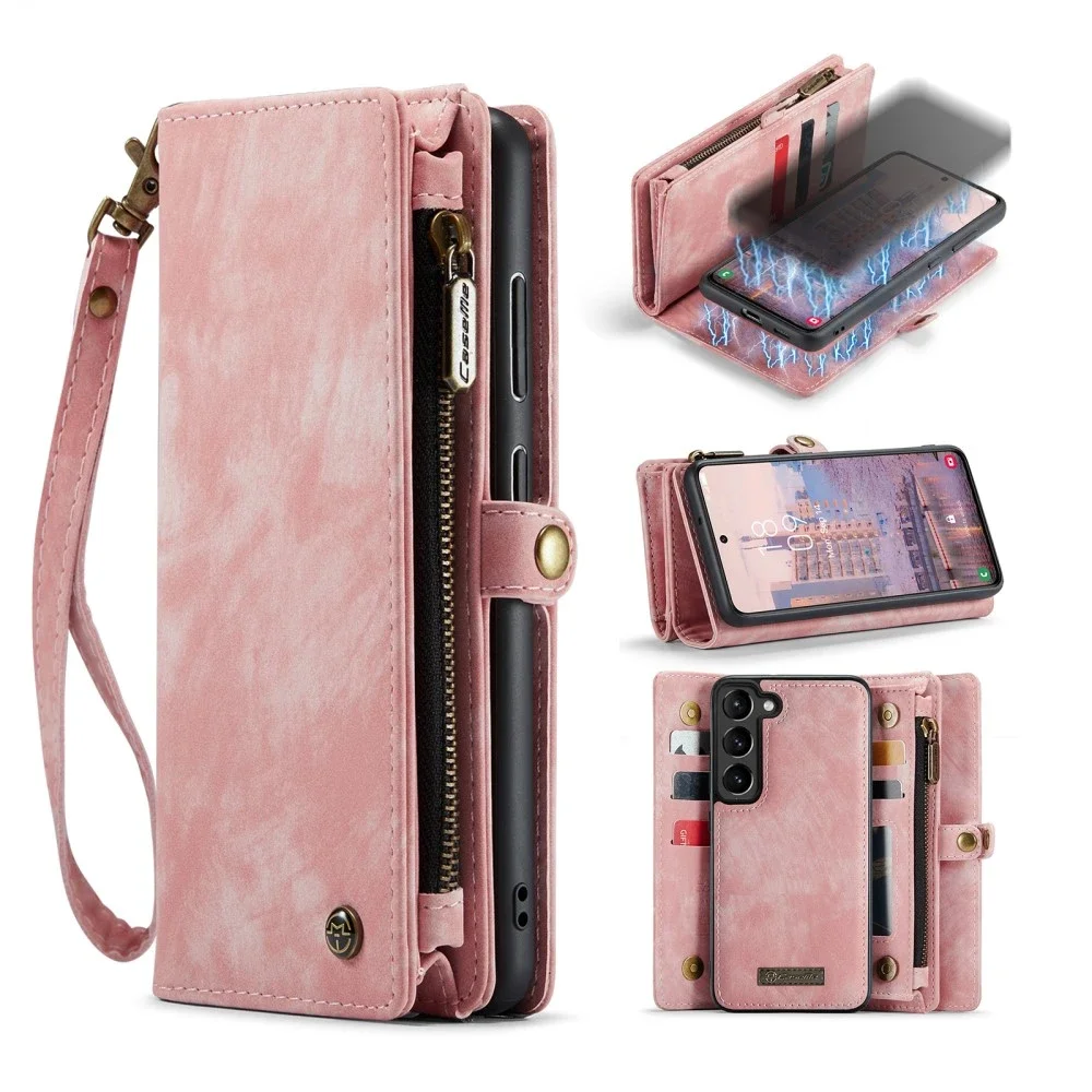 CaseMe Samsung Galaxy S23 Romslig lommeboketui med mange kortlommer, Rosa CaseMe Samsung Galaxy S23 Romslig lommeboketui med mange kortlommer, Rosa