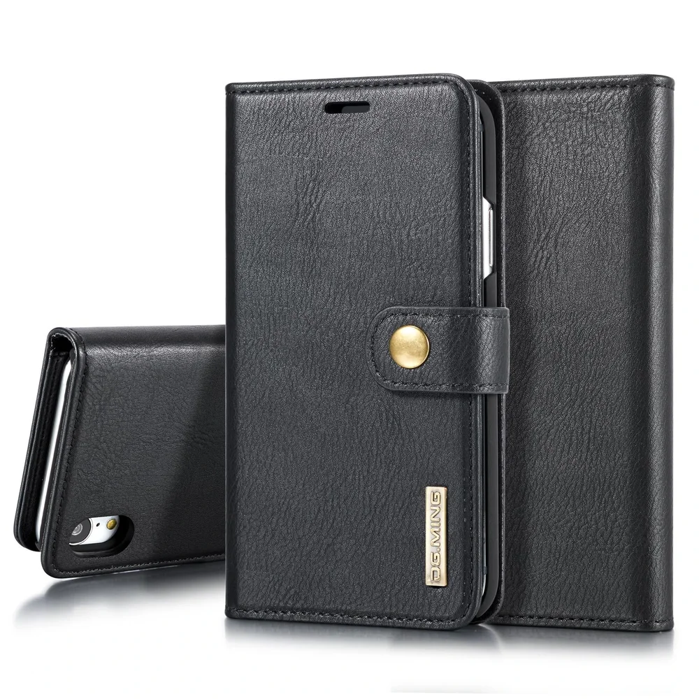 DG.MING iPhone Xr Lommeboketui med avtakbart deksel, Black DG.MING iPhone Xr Lommeboketui med avtakbart deksel, Black