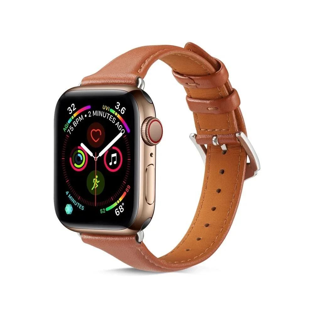 Apple Watch Series 12 42mm Smal reim i ekte skinn, Cognac