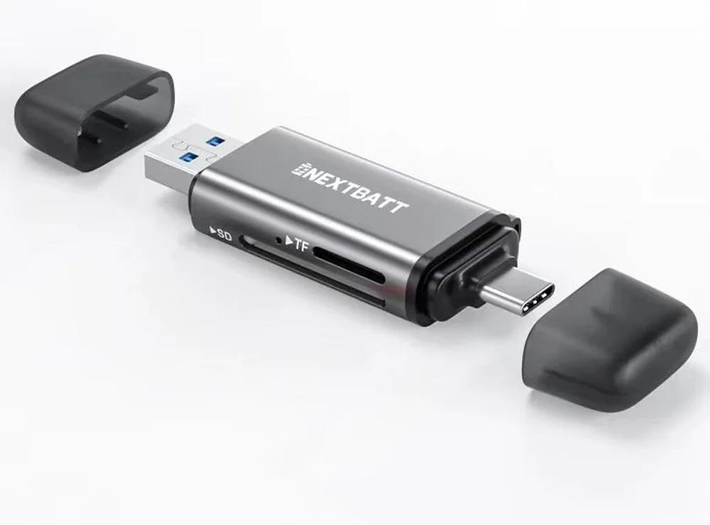 NEXTBATT SD/TF minnekortleser USB-A og USB-C NEXTBATT SD/TF minnekortleser USB-A og USB-C