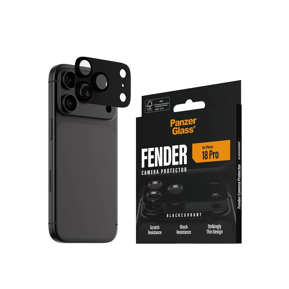 PanzerGlass iPhone 18 Pro Fender heldekkende kamerabeskyttelse, Blackcurrant