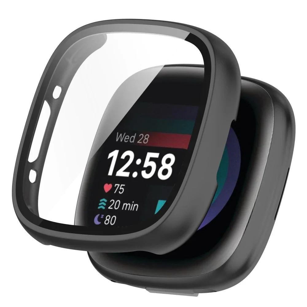 Fitbit Versa 4 Heldekkende deksel med skjermbeskytter, Svart Fitbit Versa 4 Heldekkende deksel med skjermbeskytter, Svart