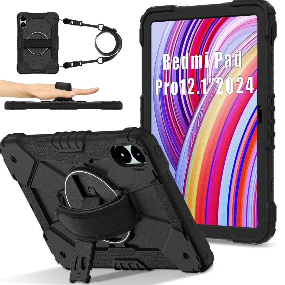 Xiaomi Redmi Pad Pro Tøft hybriddeksel med skulderrem Svart Xiaomi Redmi Pad Pro Tøft hybriddeksel med skulderrem Svart