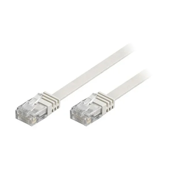Deltaco Patchkabel U/UTP Cat6 flat 20m, Hvit