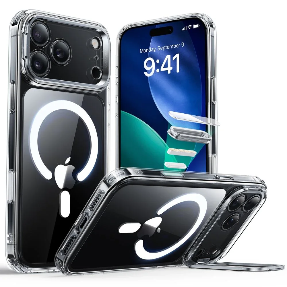 ESR iPhone 17 Pro Classic Hybriddeksel MagSafe med kickstand, Gjennomsiktig ESR iPhone 17 Pro Classic Hybriddeksel MagSafe med kickstand, Gjennomsiktig