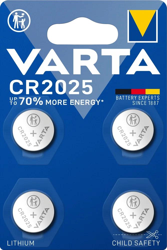 Varta Knappcellebatteri litium CR2025 (4-pakning)
