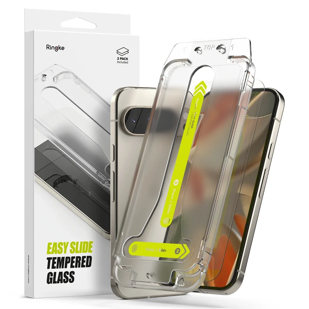 Ringke Google Pixel 9 Skjermbeskytter i glass med monteringsramme (2-pack)