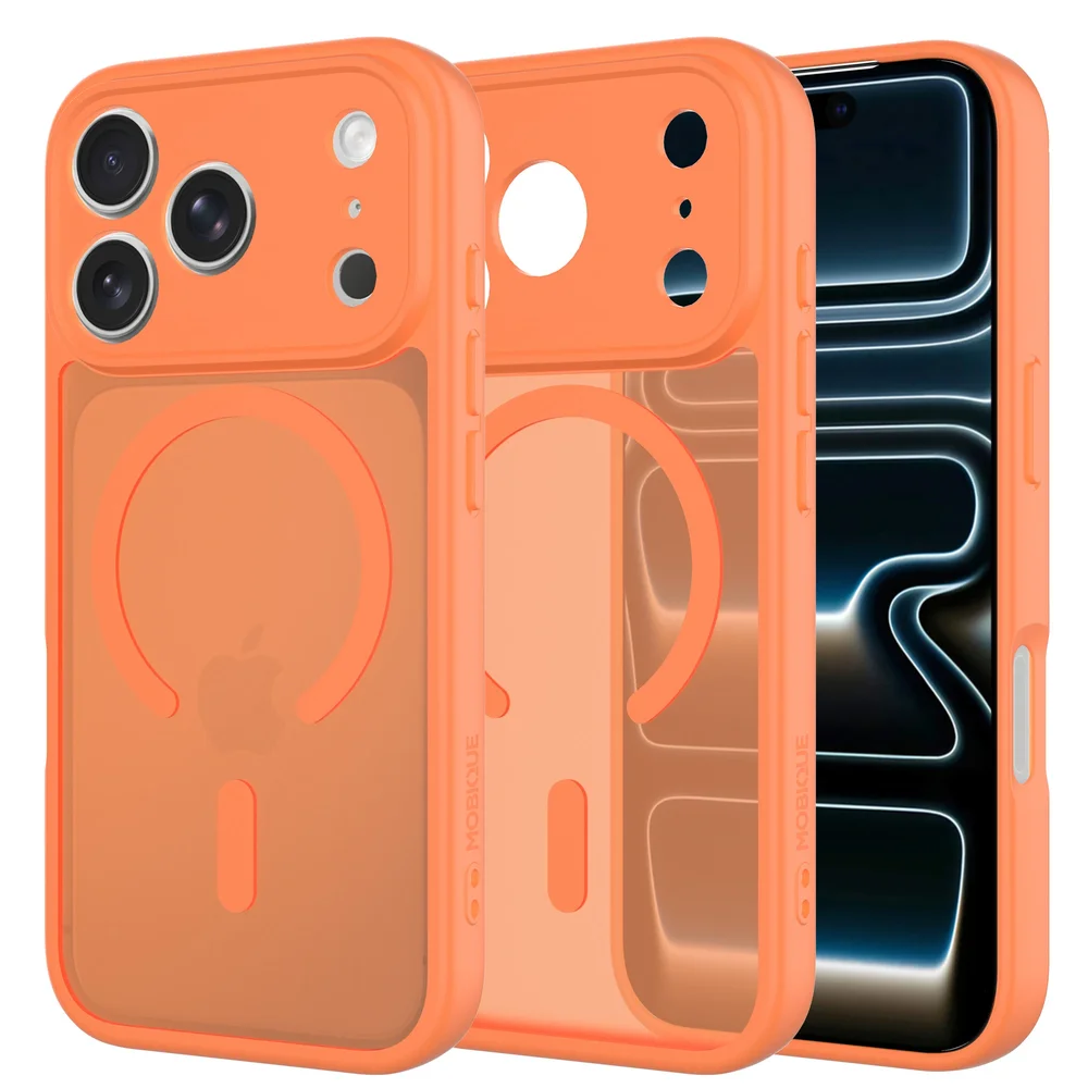 Mobique iPhone 17 Pro Max Hybrid-deksel Magnetisk, Frosted Orange