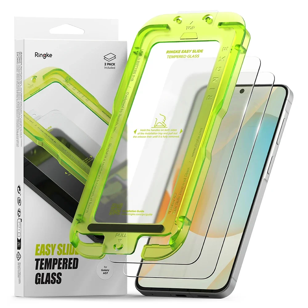 Ringke Samsung Galaxy A57 Skjermbeskytter i glass med monteringsramme (2-pack)