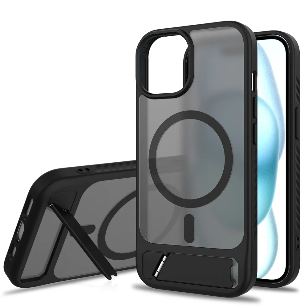 iPhone 13 Magnetisk hybriddeksel med innebygd stativ, Svart