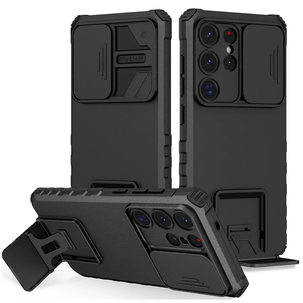 Samsung Galaxy S26 Ultra Deksel med kickstand & kameralinsebeskyttelse, Svart