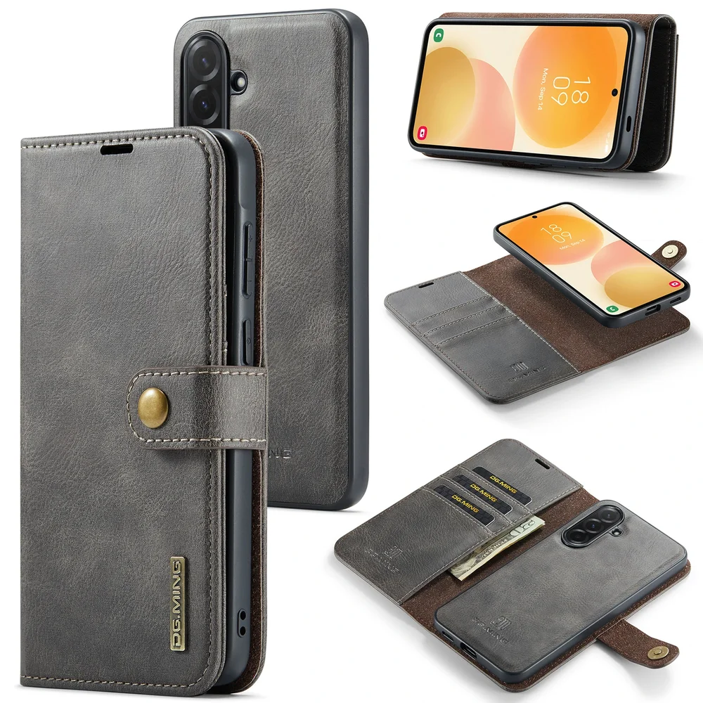 DG.MING Samsung Galaxy A57 Lommeboketui med avtakbart deksel, Brown