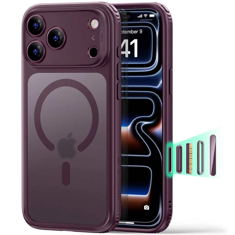 ESR iPhone 18 Pro Max Classic Hybrid-deksel MagSafe, Frosted Deep Burgundy